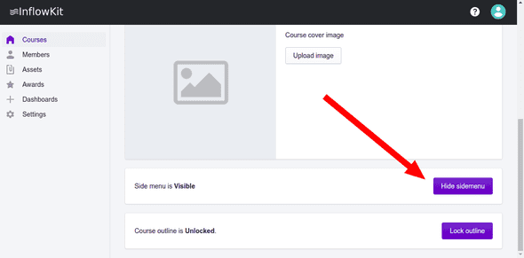 Screenshot showing course settings