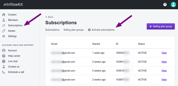 Screenshot click subscriptions