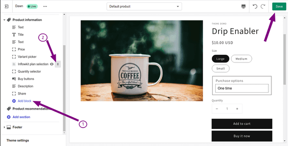 Screenshot click add block