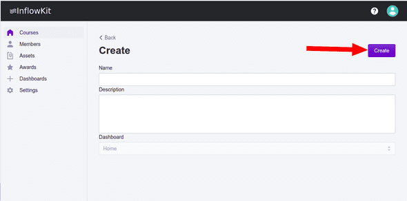 Screenshot showing courses option on the sidebar