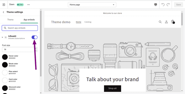 Screenshot activate app embedd